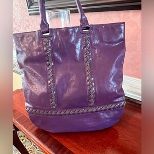 Bottega Veneta Purple Leather Tote. COA is included.